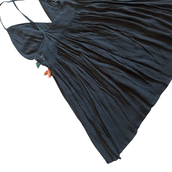 Raga Night Dust Embroidered Spaghetti Strap Dress Fringe Cotton Size Medium NWT - Picture 10 of 12